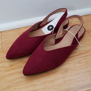 💎ONE LEFT💎Burgundy Sling Back Pointed Toe Mules